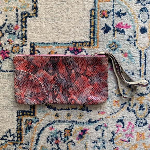 Cecconi P Genuine Leather Pink Snake Skin Clutch - Picture 1 of 6